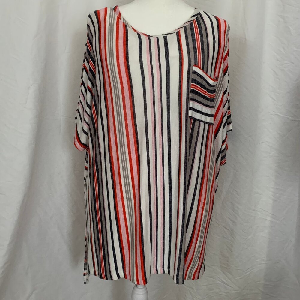 Jones New York orange/gray/cream striped tunic, 2X